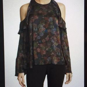 IRO Ciclan Silk Ruffle Cold Shoulder Blouse